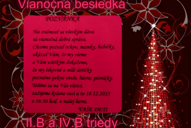 Novinky & fotogaléria / Vianočná besiedka II.B a IV.B 